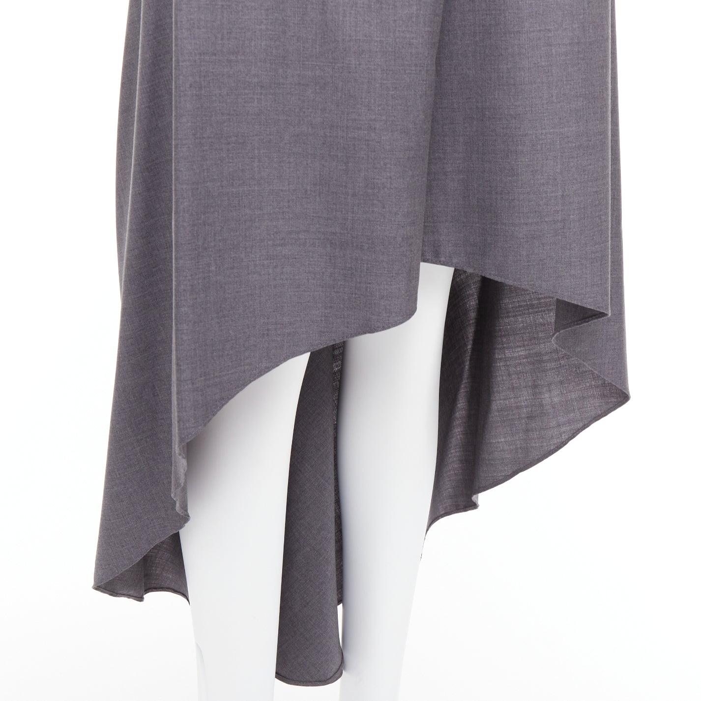 BRUNELLO CUCINELLI falda drapeada de lana virgen gris IT36 XXS en venta 2