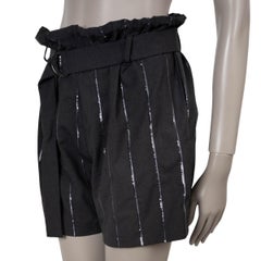 BRUNELLO CUCINELLI grey wool 2016 SEQUIN STRIPED Shorts Pants 40 S