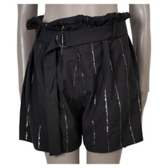 BRUNELLO CUCINELLI grey wool 2016 SEQUIN STRIPED Shorts Pants 40 S