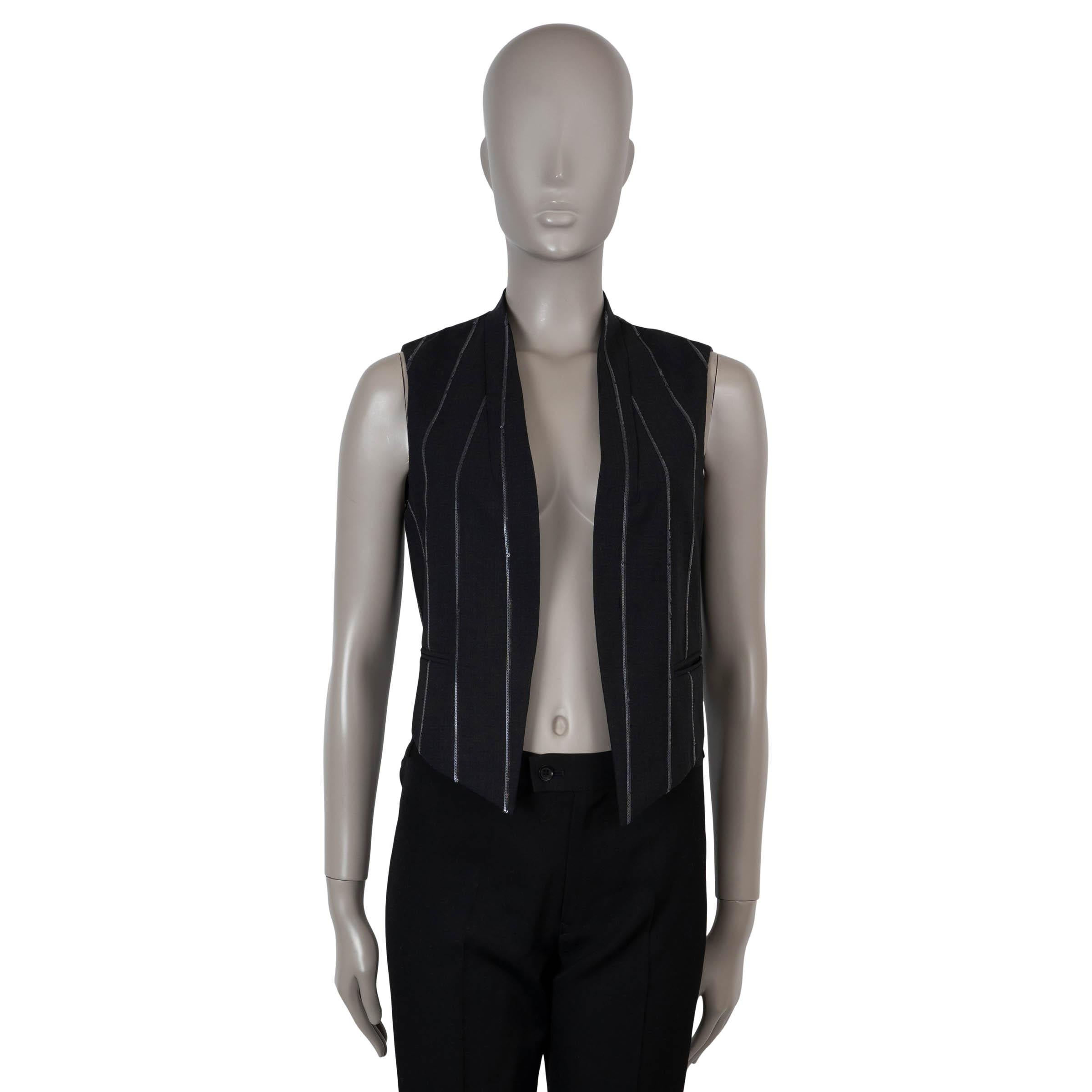 BRUNELLO CUCINELLI grey wool 2016 SEQUIN Vest Jacket 42 M For Sale