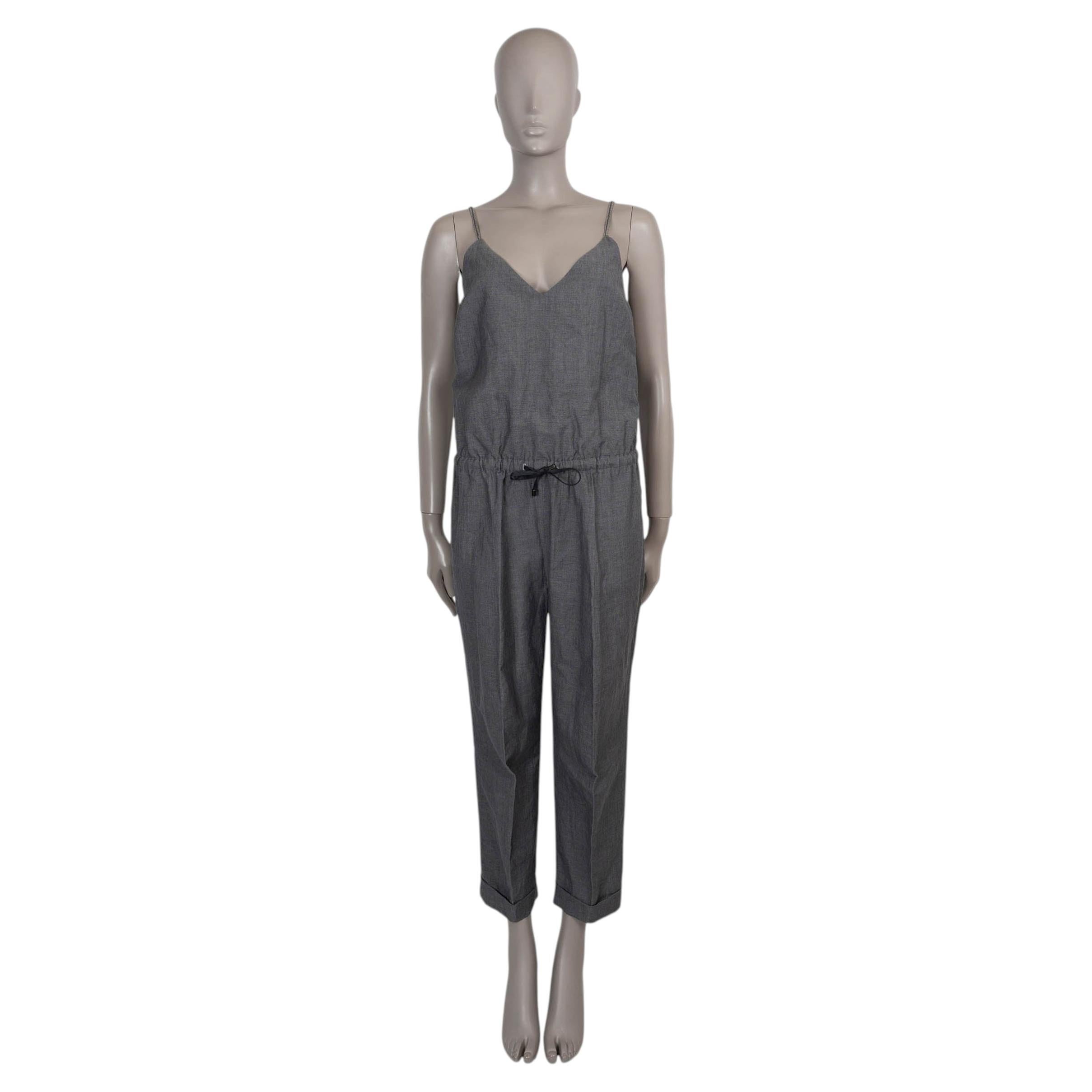 Pre-owned Brunello Cucinelli Grey Wool 2018 Monili Strap Jumpsuit M In Gray