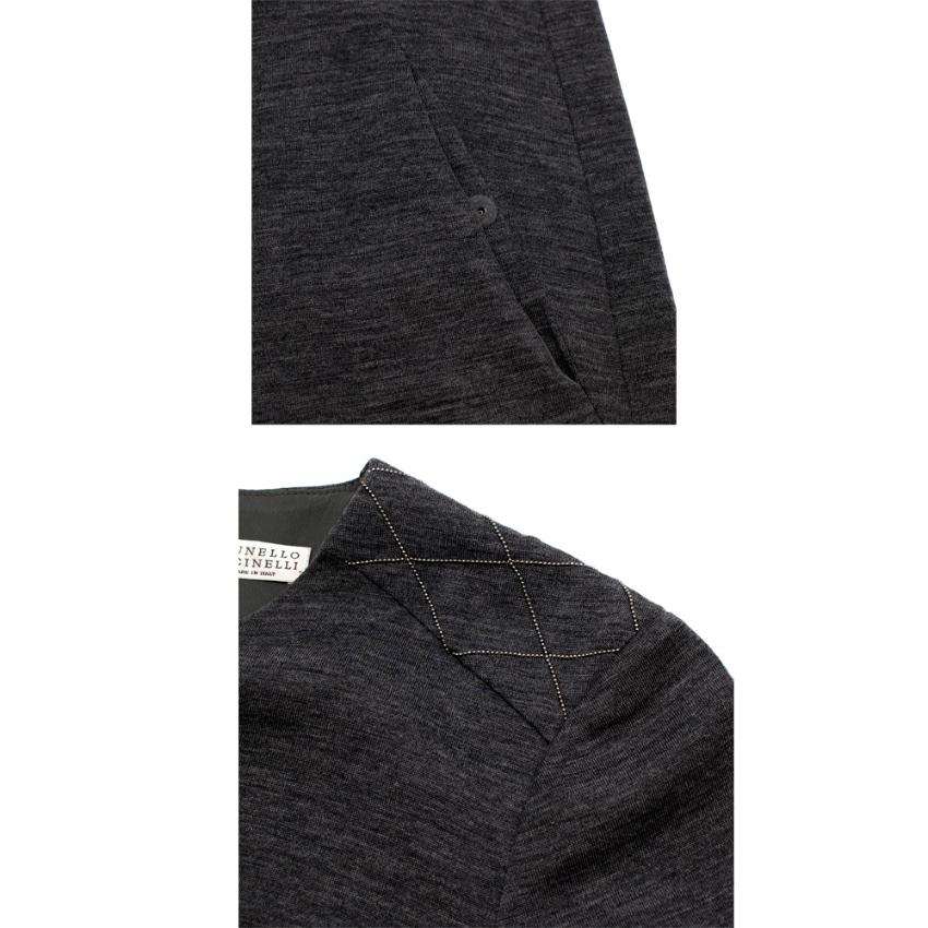 Brunello Cucinelli Grey Wool Jersey Short Sleeve Dress - Size S For Sale 1