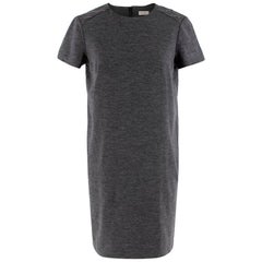 Brunello Cucinelli Grey Wool Jersey Short Sleeve Dress - Size S