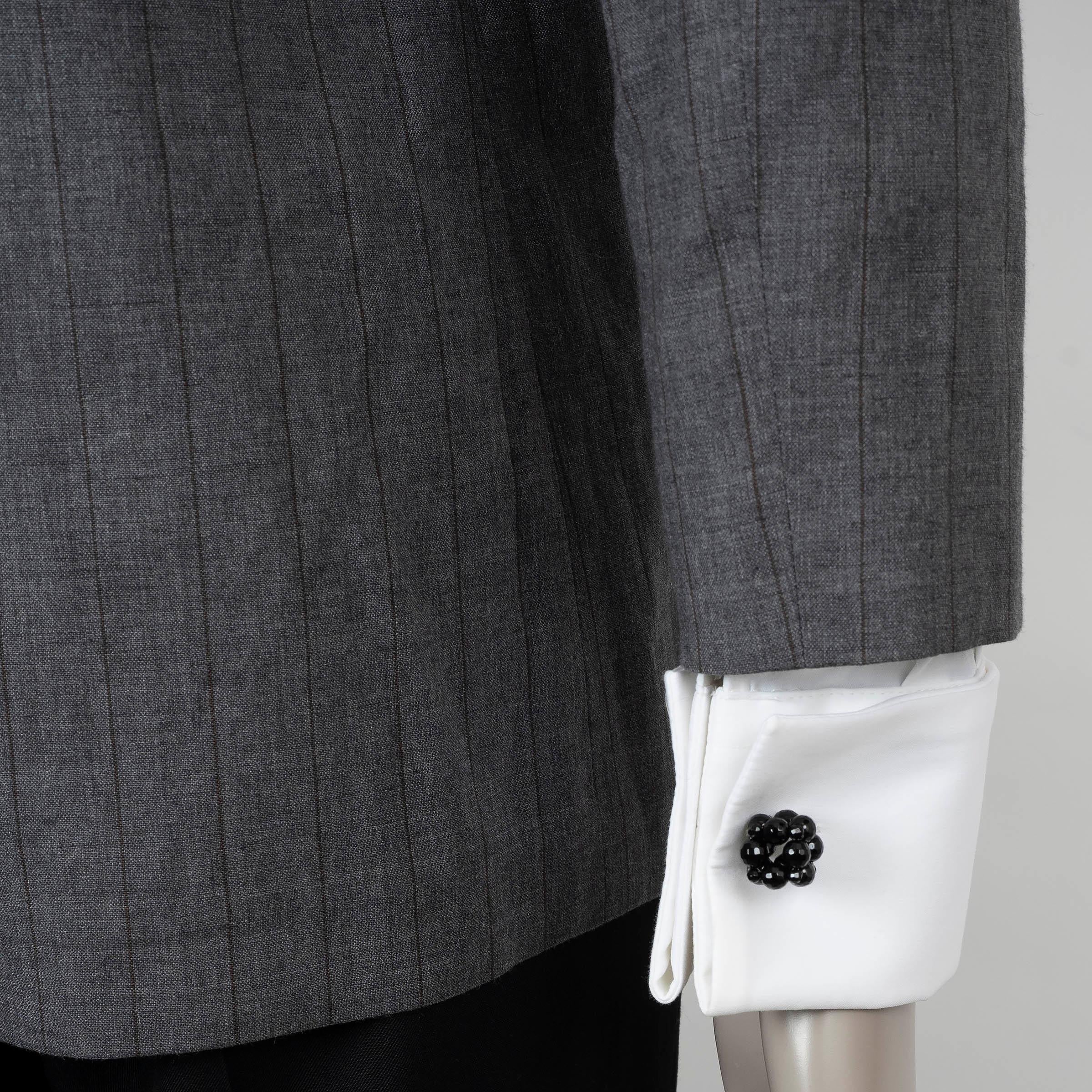 Brunello Cucinelli giacca blazer 2016 PINSTRIPE in lana e lino grigio 42 M. in vendita 1