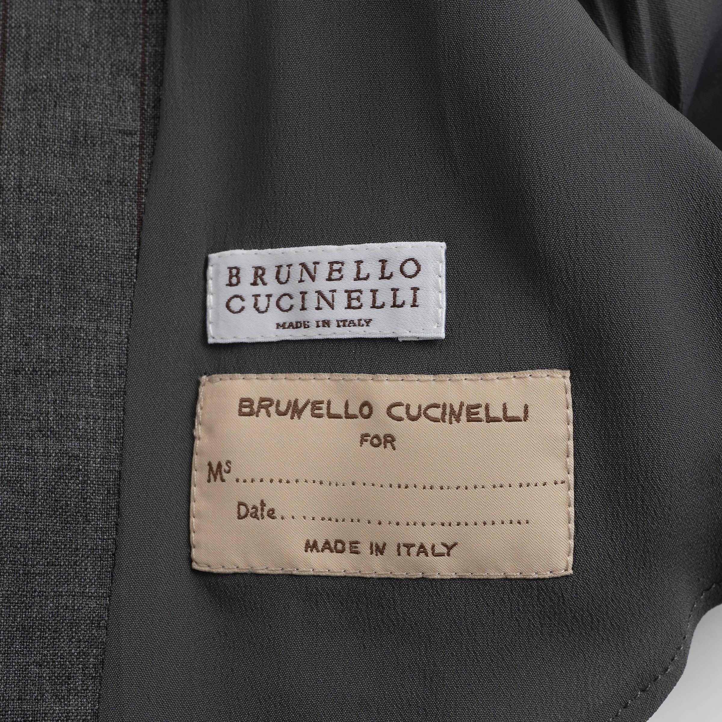Brunello Cucinelli giacca blazer 2016 PINSTRIPE in lana e lino grigio 42 M. in vendita 2
