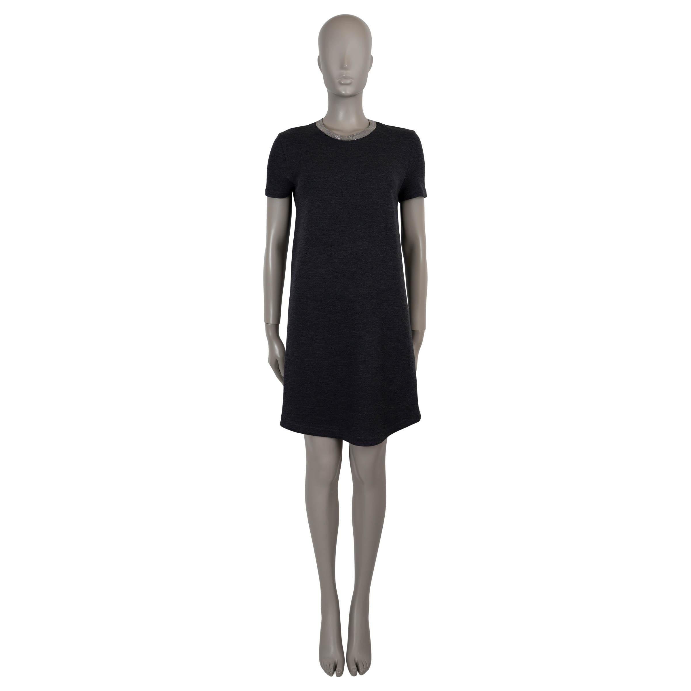 BRUNELLO CUCINELLI graue Wolle MONILI COLLAR KNIT Kleid M im Zustand „Hervorragend“ im Angebot in Zürich, CH