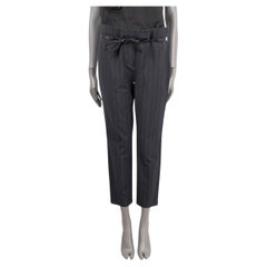 BRUNELLO CUCINELLI - Pantalon à ceinture en laine grise 44 L