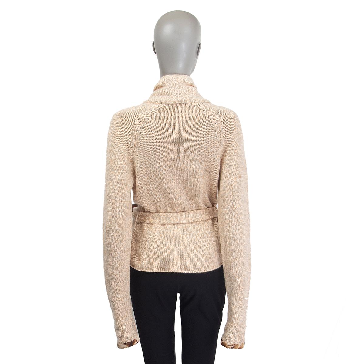 BRUNELLO CUCINELLI heather beige cashmere BELTED Cardigan Sweater M at ...