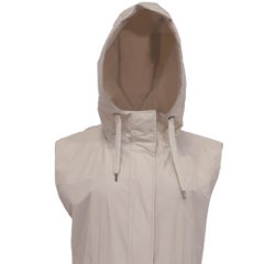 Giacca-gilet lunga con cappuccio di Brunello Cucinelli in poliestere beige
