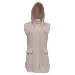 Giacca-gilet lunga con cappuccio di Brunello Cucinelli in poliestere beige