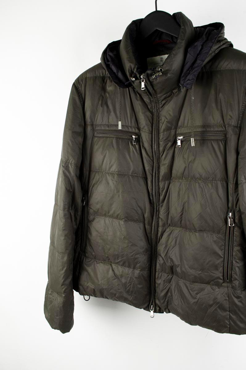 Brunello Cucinelli Hooded Puffer Nylon Men Jacket Size M In Excellent Condition For Sale In Kaunas, LT