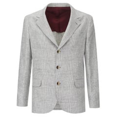 Brunello Cucinelli Houndstooth Virgin Wool, Linen & Silk Sport Jacket