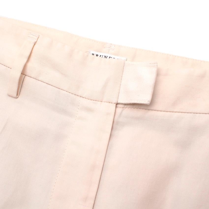 Beige Brunello Cucinelli Ivory Cotton Tailored Chino Trousers For Sale