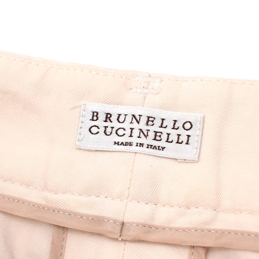 Brunello Cucinelli Ivory Cotton Tailored Chino Trousers In Excellent Condition For Sale In London, GB