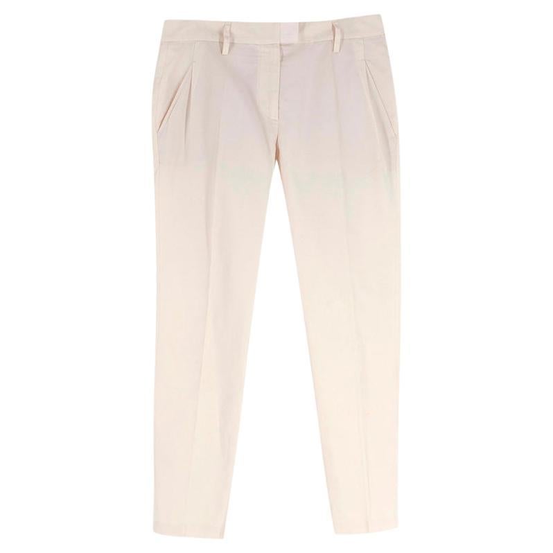 Brunello Cucinelli Ivory Cotton Tailored Chino Trousers For Sale