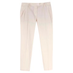 Brunello Cucinelli Ivory Cotton Tailored Chino Trousers