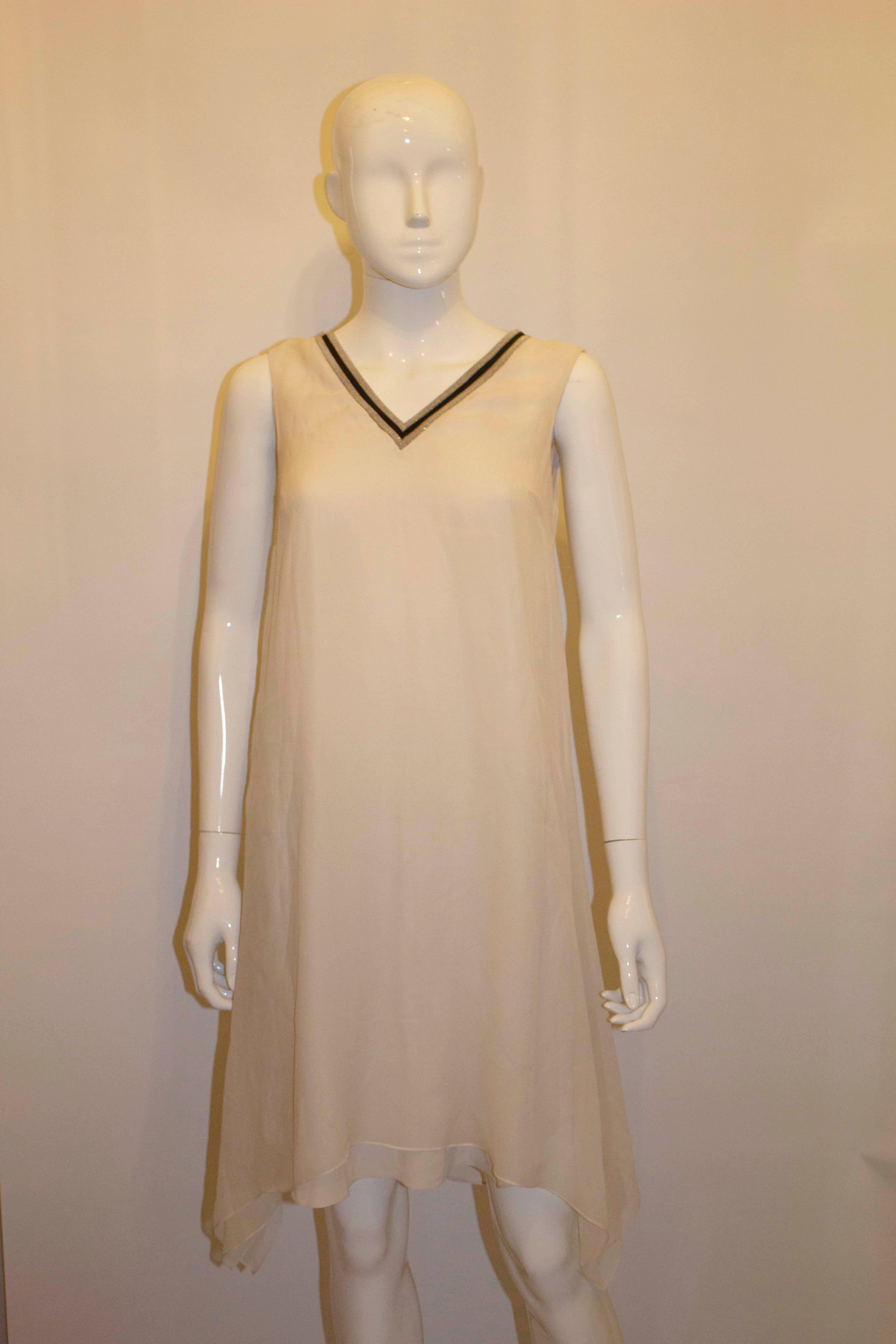 Brown Brunello Cucinelli Ivory Silk Dress For Sale