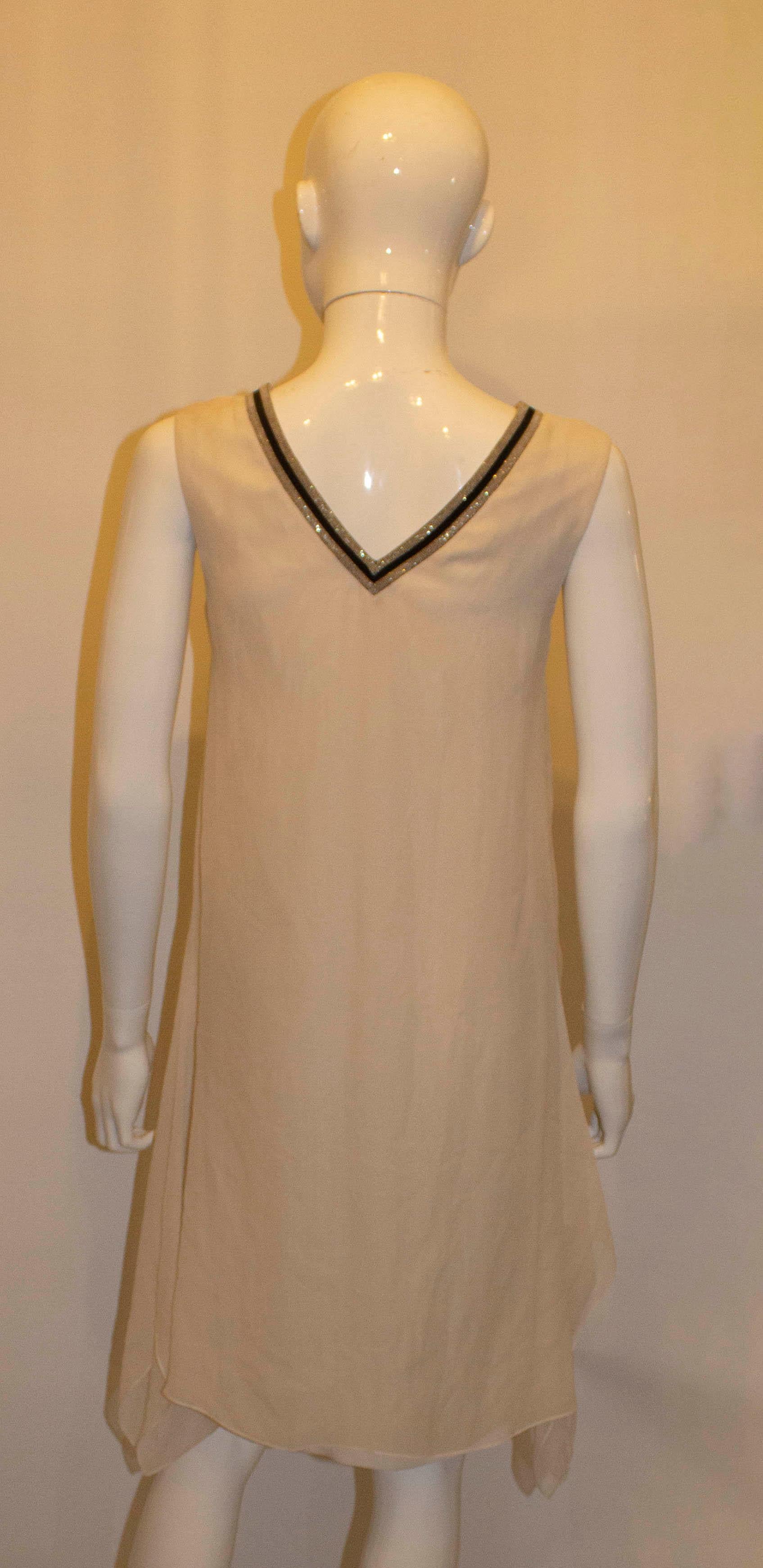 Brunello Cucinelli Ivory Silk Dress In Good Condition For Sale In London, GB