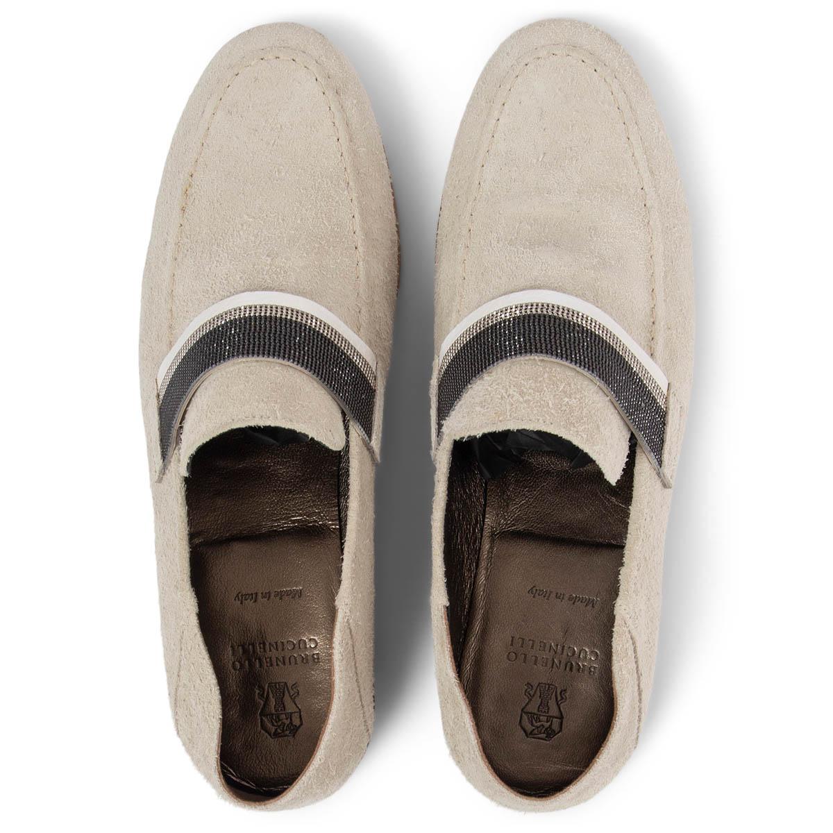 Donna Brunello Cucinelli camoscio avorio Scarpe mocassini MONILI 38 in vendita