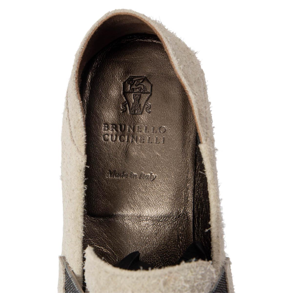 Brunello Cucinelli camoscio avorio Scarpe mocassini MONILI 38 in vendita 1