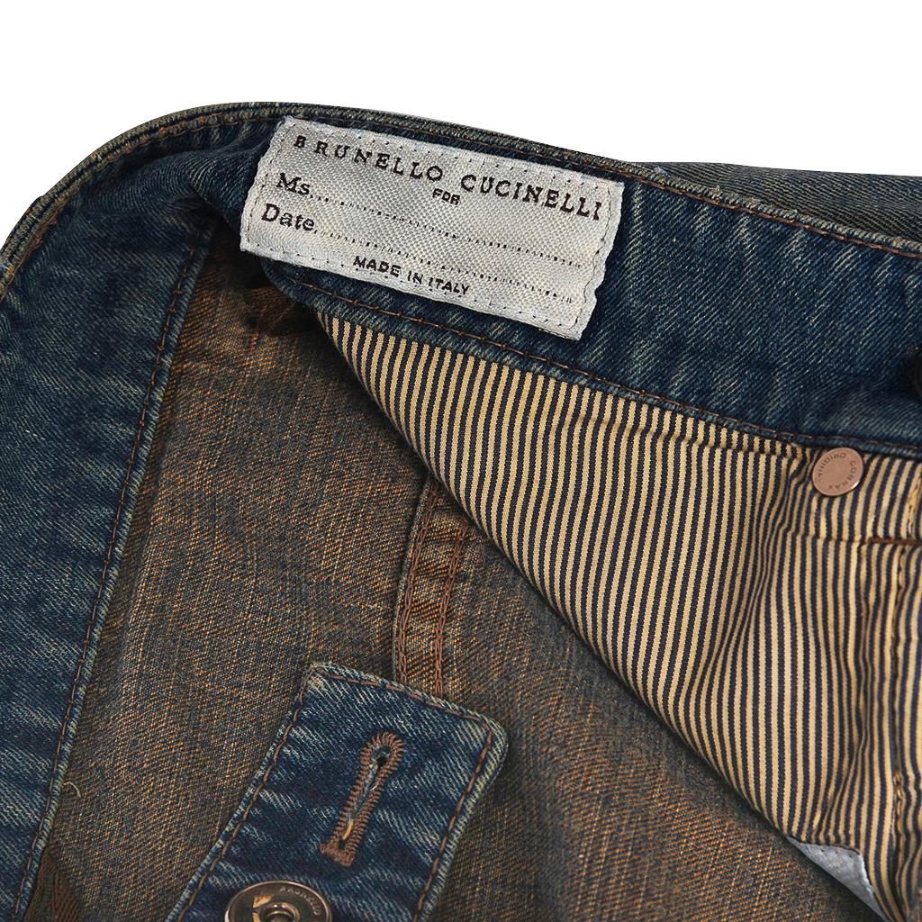 Brunello Cucinelli Jean medium délavé avec braguette à boutons et poches à l'arrière, 4 en vente 5