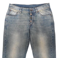 Brunello Cucinelli Jeans Button Fly Medium Distressed Wash Rear Pocket 4