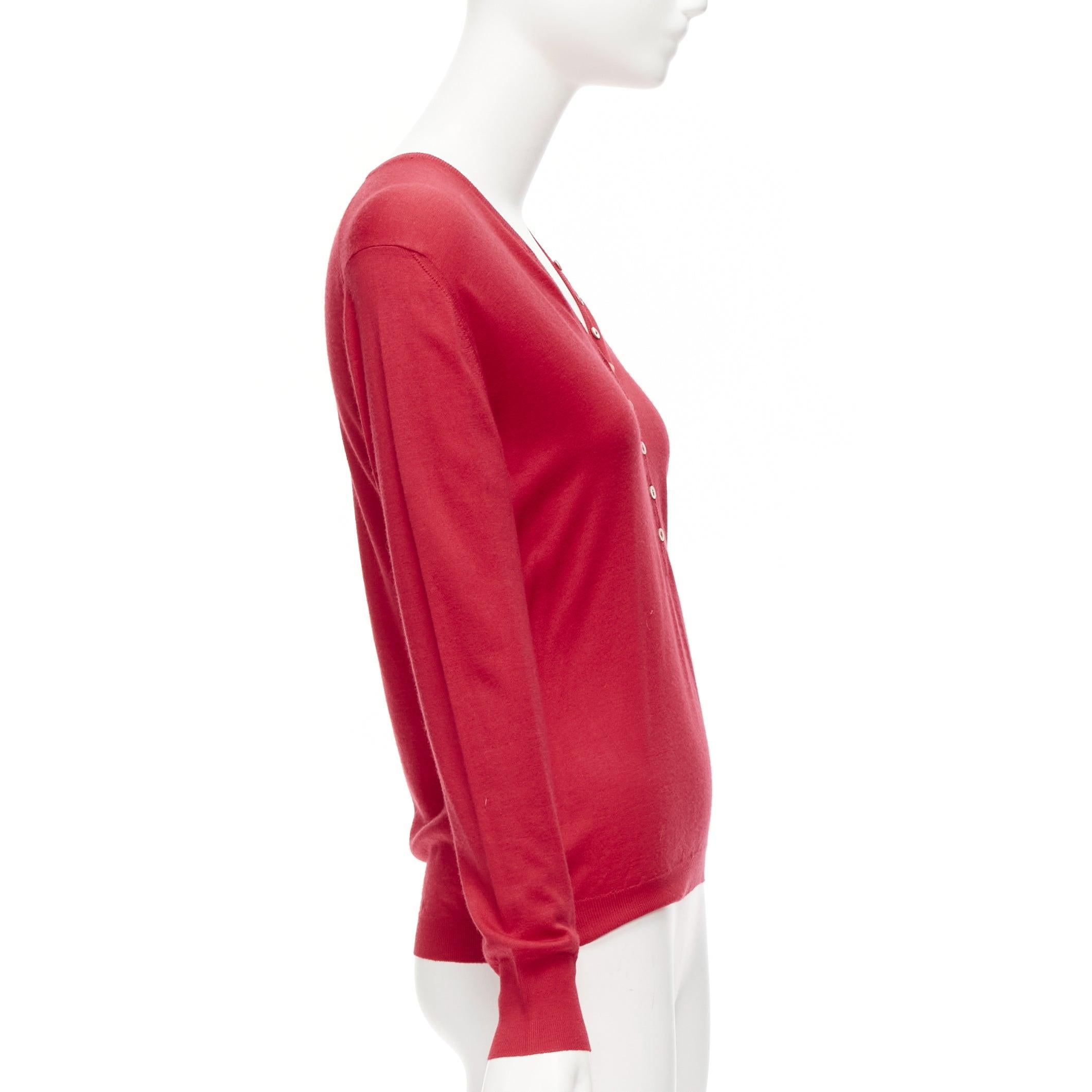 Women's BRUNELLO CUCINELLI JOYCE red cashmere silk button up drop shoulder sweater S For Sale