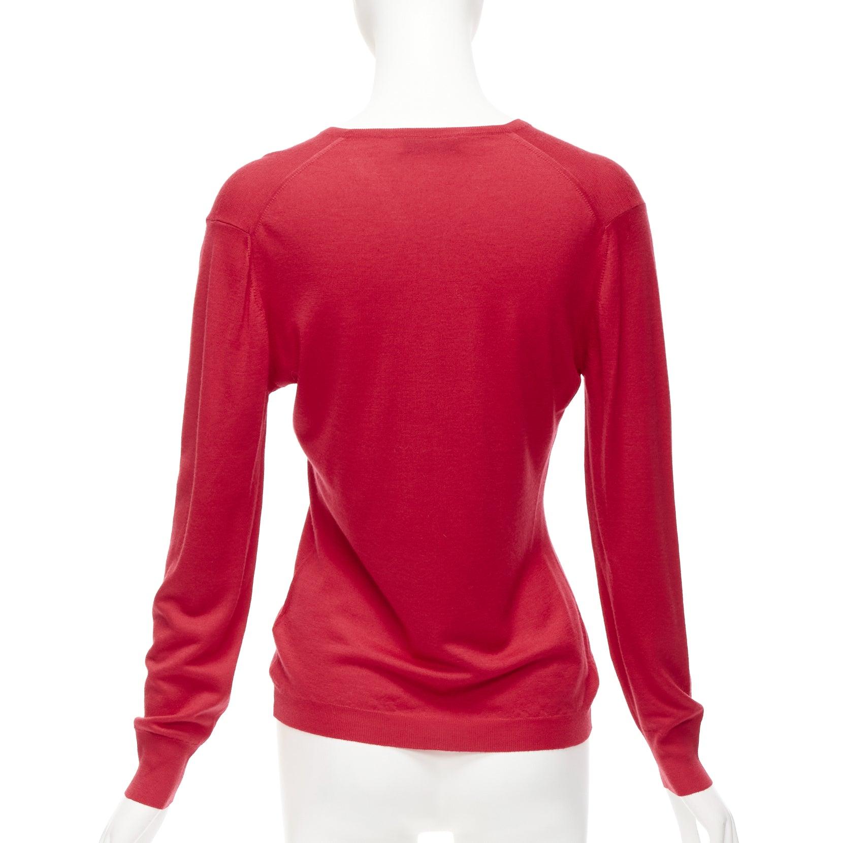 BRUNELLO CUCINELLI JOYCE red cashmere silk button up drop shoulder sweater S For Sale 1