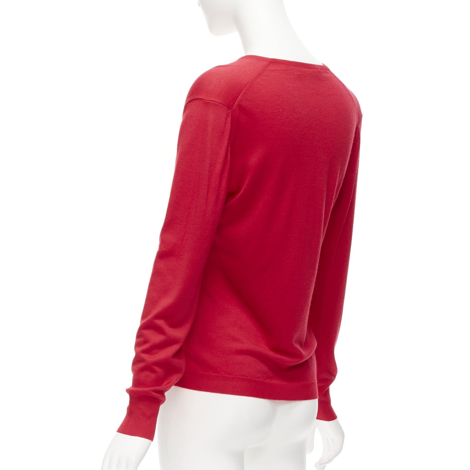 BRUNELLO CUCINELLI JOYCE red cashmere silk button up drop shoulder sweater S For Sale 2