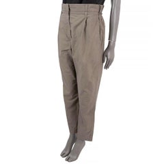 BRUNELLO CUCINELLI khaki green cotton PAPERBAG WAIST Pants 44 L