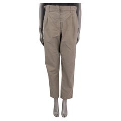 BRUNELLO CUCINELLI Pantalon en coton vert kaki à taille épaisse 44 L