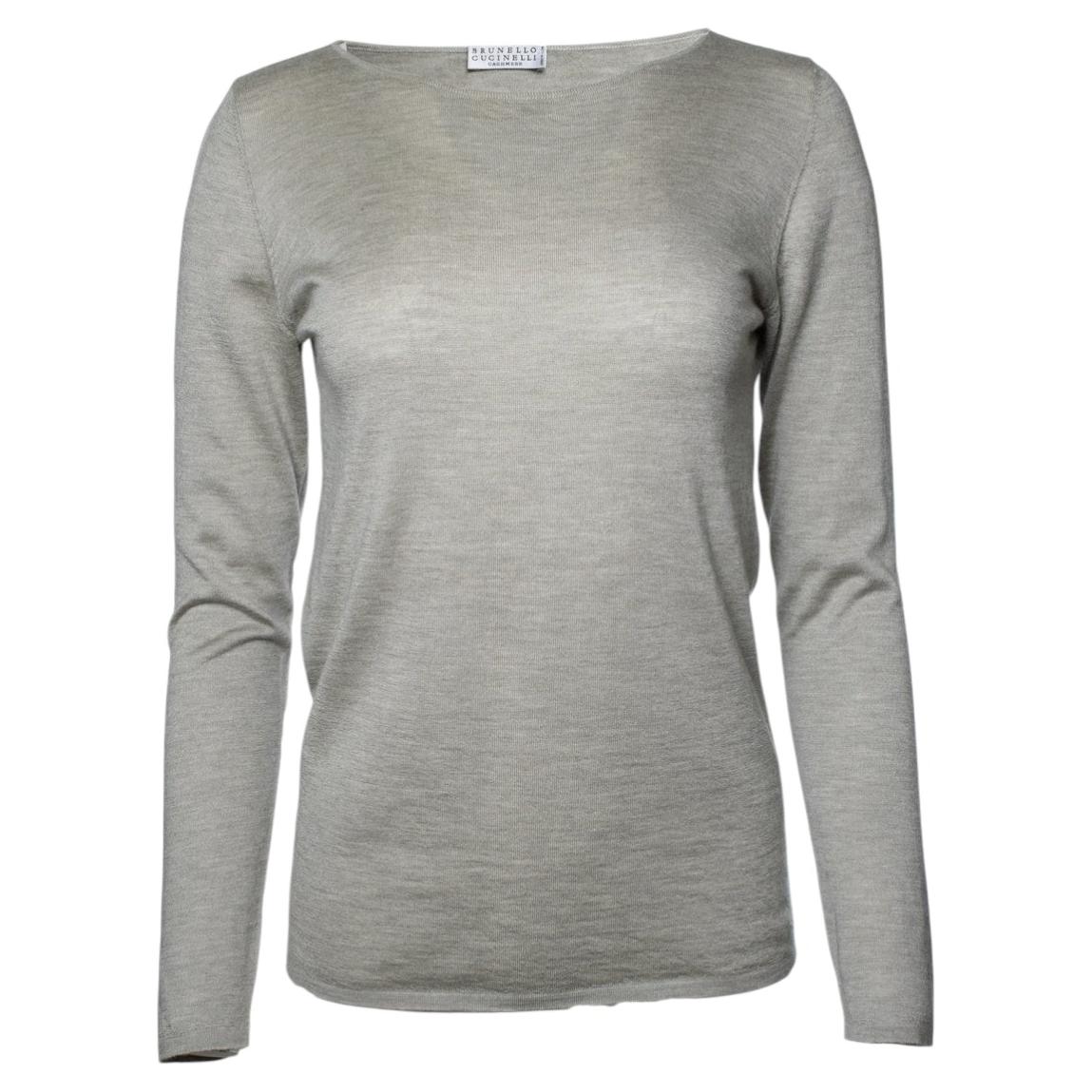 Brunello cucinelli, knitted cashmere top in grey