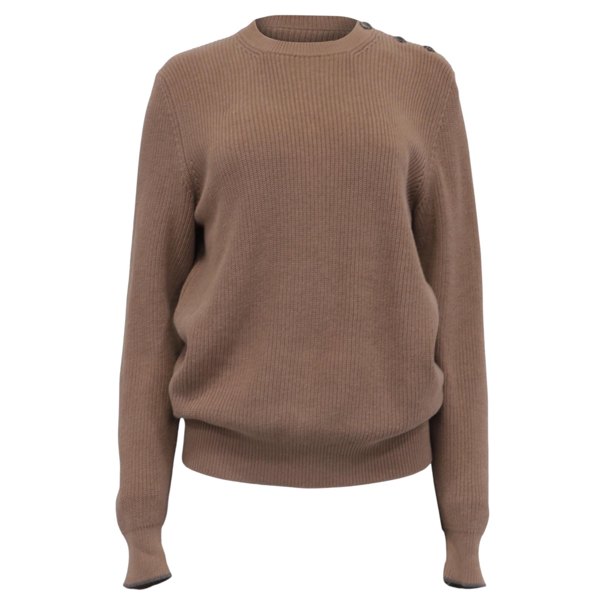 Pull à col rond en maille Brunello Cucinelli, en coton marron