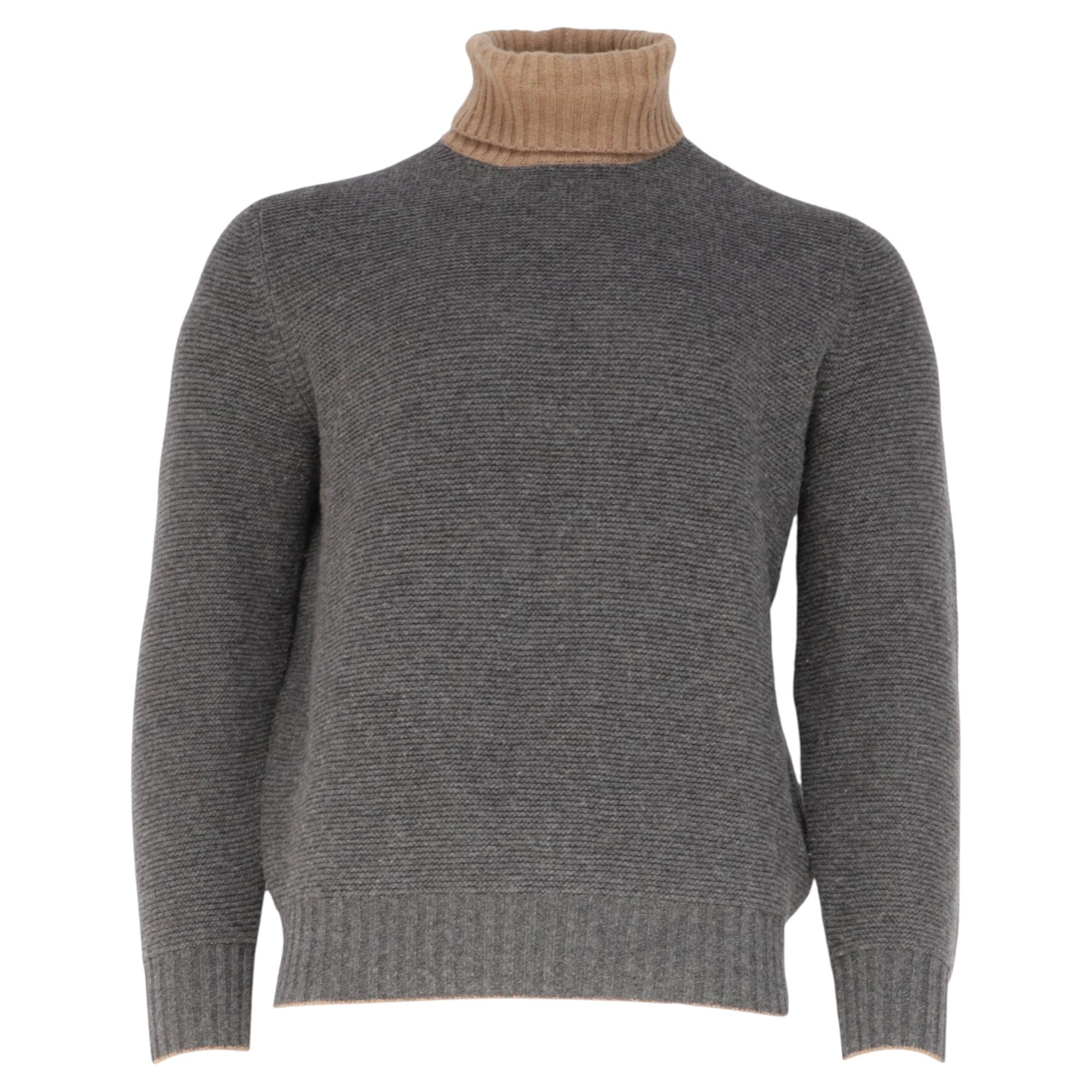 Brunello Cucinelli Strickpullover mit Rollkragen aus grauem Kaschmir