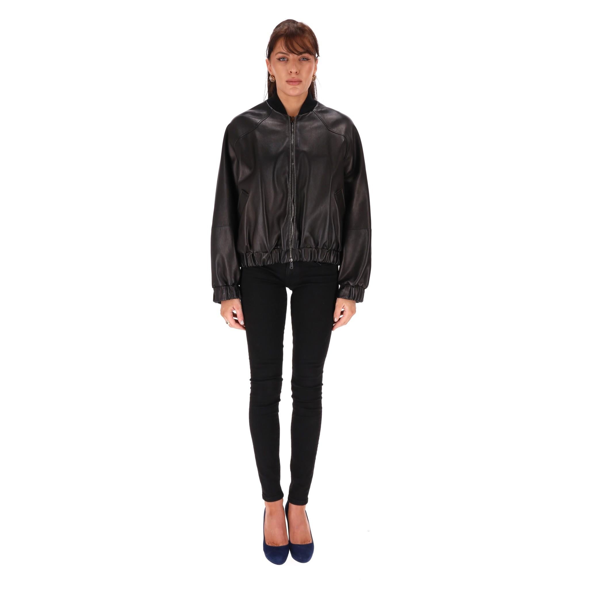 Brunello Cucinelli Leather Bomber Jacket With Mink Fur Lining

Black leather bomber jacket with side pockets and elasticated hem line and cuffs.

Fully lined with burgundy sheared Mink fur. 

Rrp £7,000.

Size - S (Label missing but