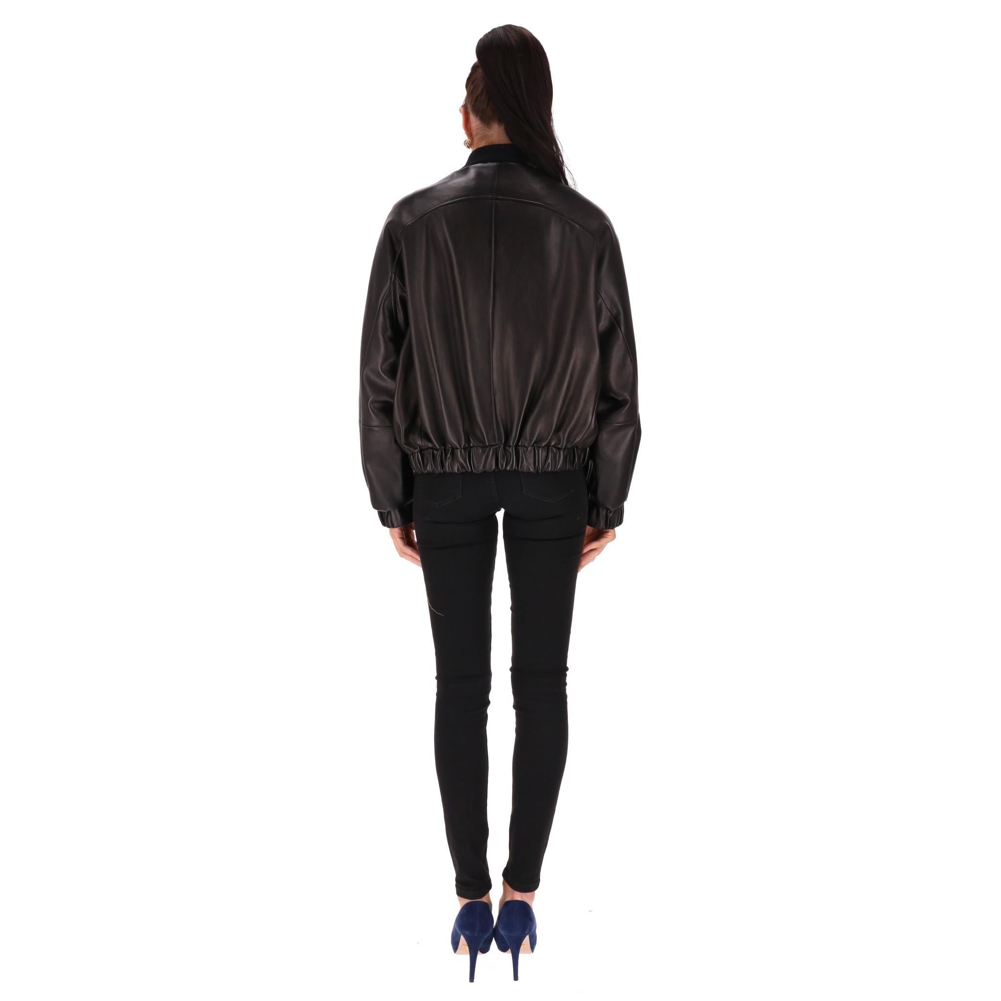 Brunello Cucinelli Leather Bomber Jacket With Mink Fur Lining In Excellent Condition In London, GB