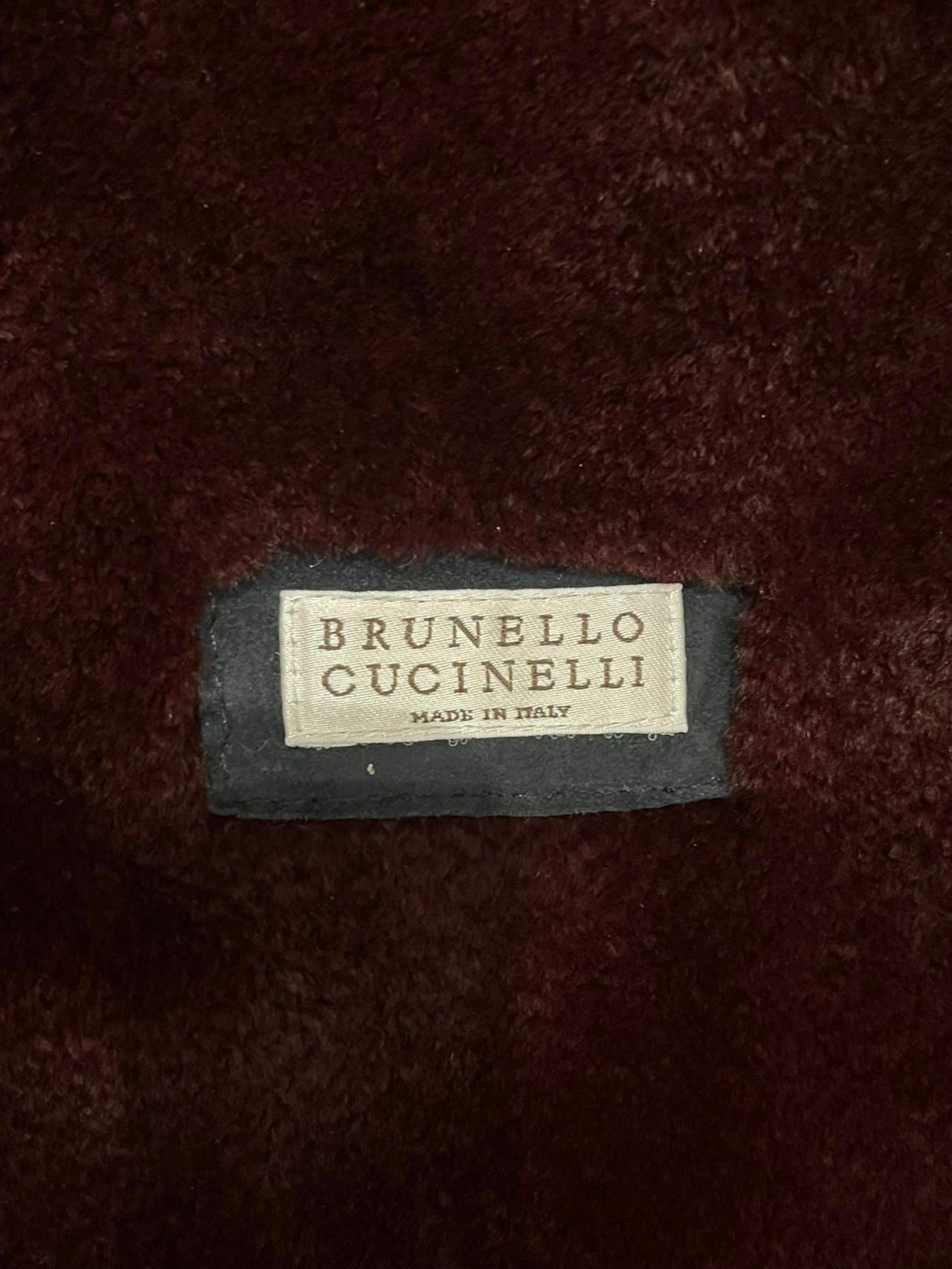 Brunello Cucinelli Leather Bomber Jacket With Mink Fur Lining For Sale 4