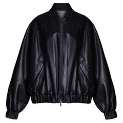 Brunello Cucinelli Leather Bomber Jacket With Mink Fur Lining