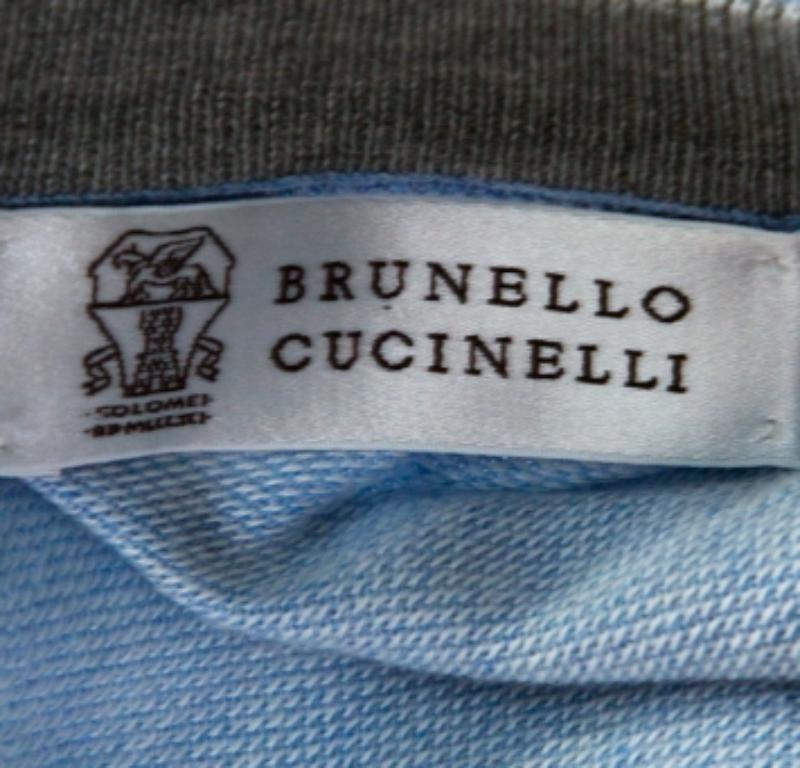 Pull à col en V bleu clair Brunello Cucinelli 4XL en vente 1