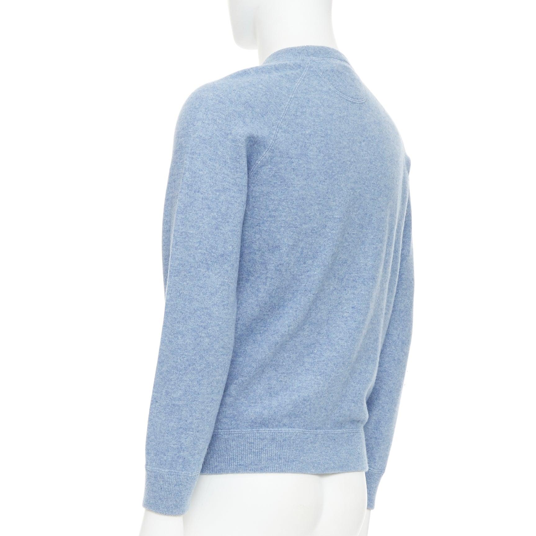 BRUNELLO CUCINELLI light blue virgin wool cashmere silk crew sweater IT50 L For Sale 1