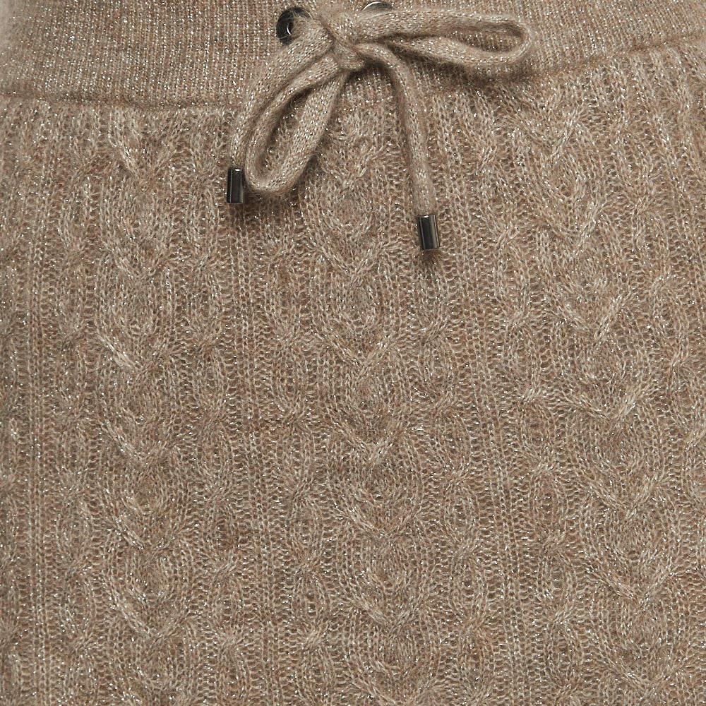 Brunello Cucinelli Light Brown Cable Knit Midi Skirt S In Excellent Condition For Sale In Dubai, Al Qouz 2