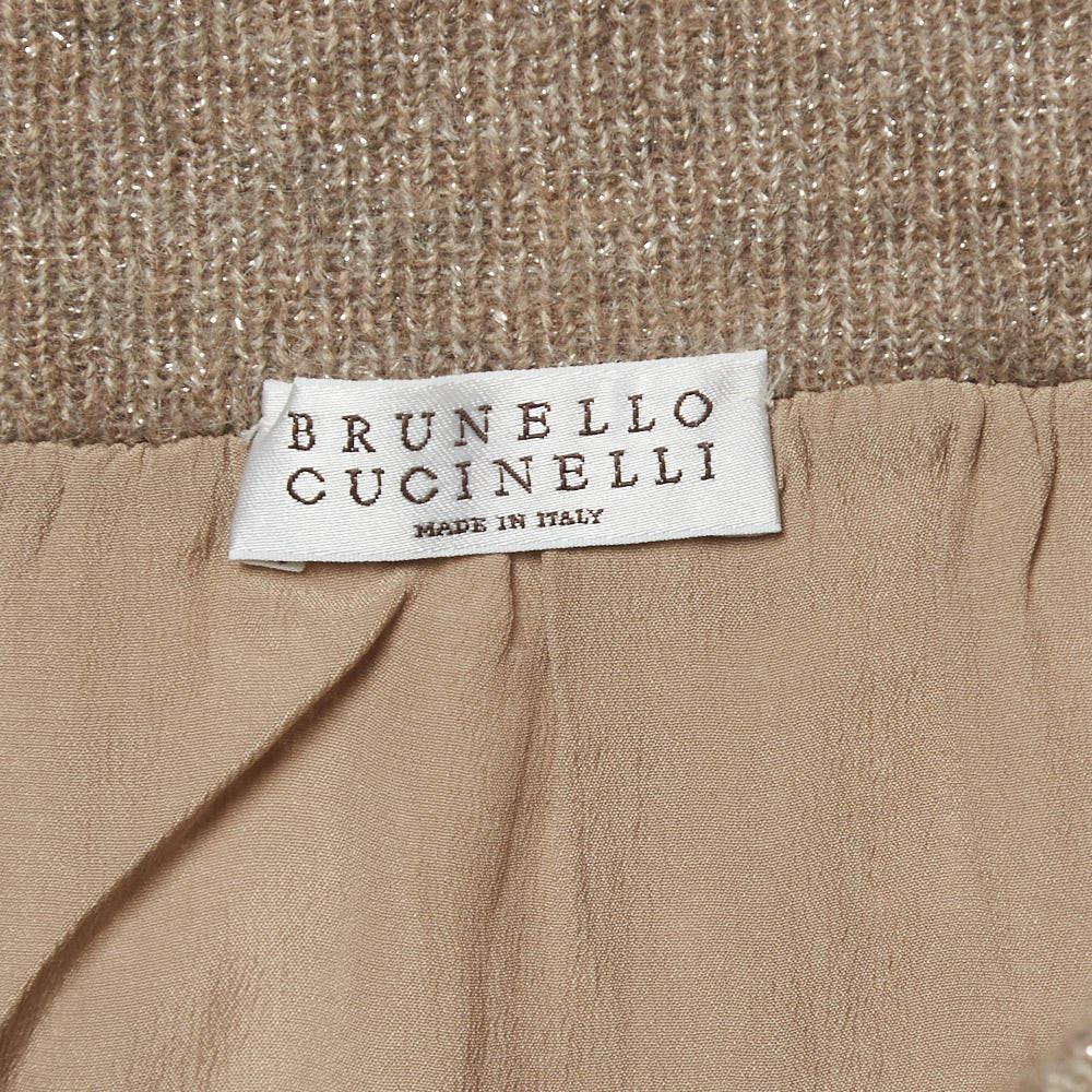 Brunello Cucinelli Light Brown Cable Knit Midi Skirt S For Sale 1