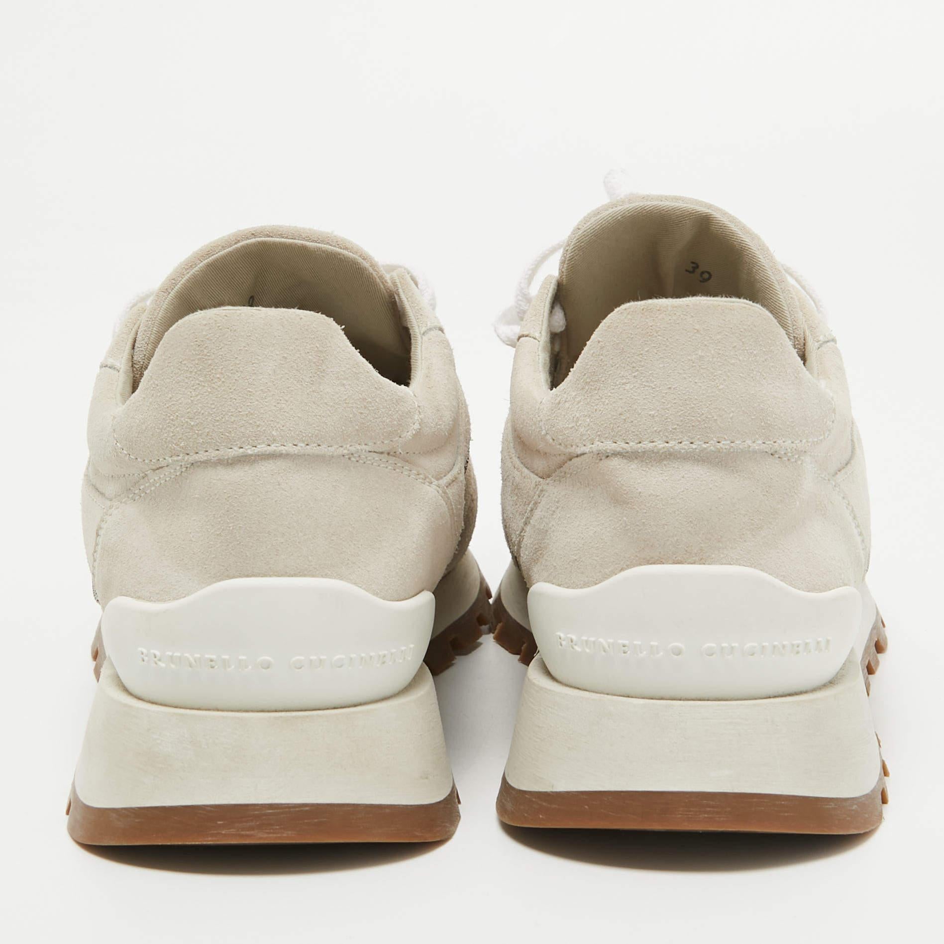 Women's Brunello Cucinelli Light Grey Suede Low Top Sneakers Size 39