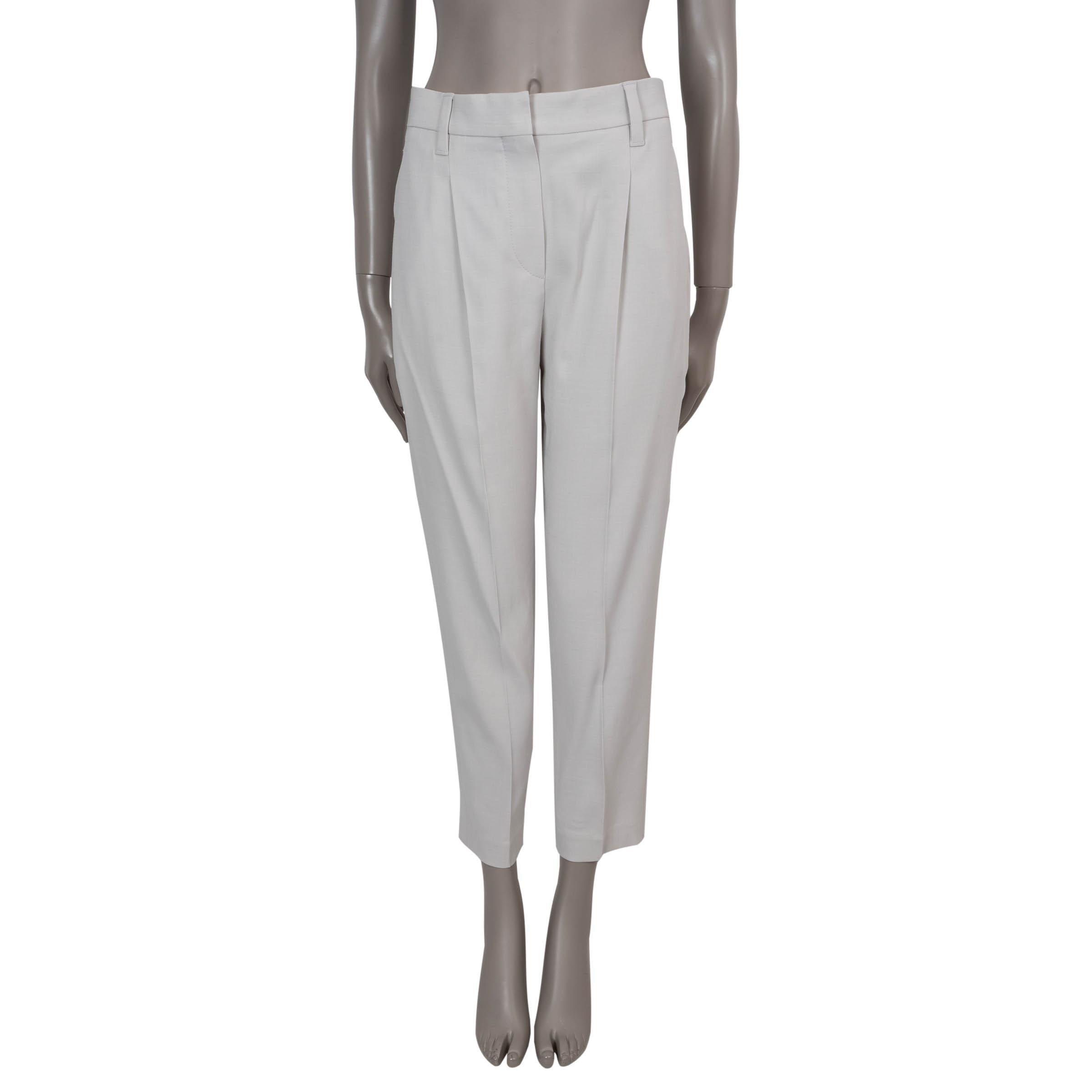 BRUNELLO CUCINELLI light grey wool 2019 PLEATED Pants 40 S
