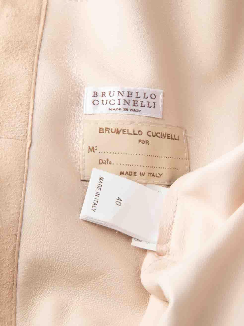 Brunello Cucinelli Light Pink Suede Hooded Jacket Size S For Sale 4