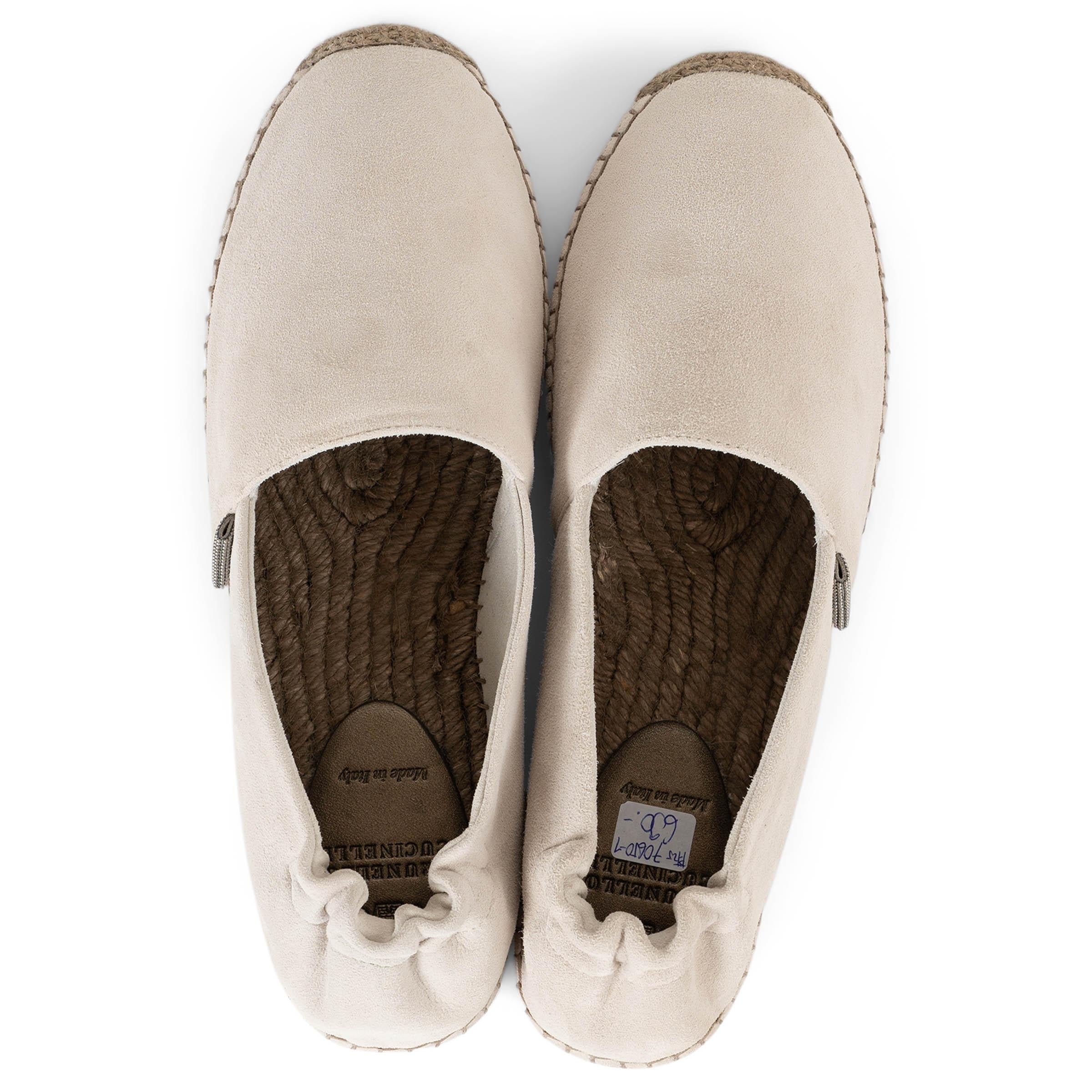 De las mujeres BRUNELLO CUCINELLI ante topo claro MONILI ESPADRILLE Zapatos planos 38 en venta