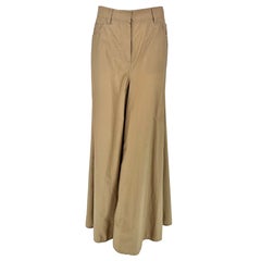 Brunello Cucinelli Lightweight Cotton Khaki Super Wide Leg Jean Style Trouser 6