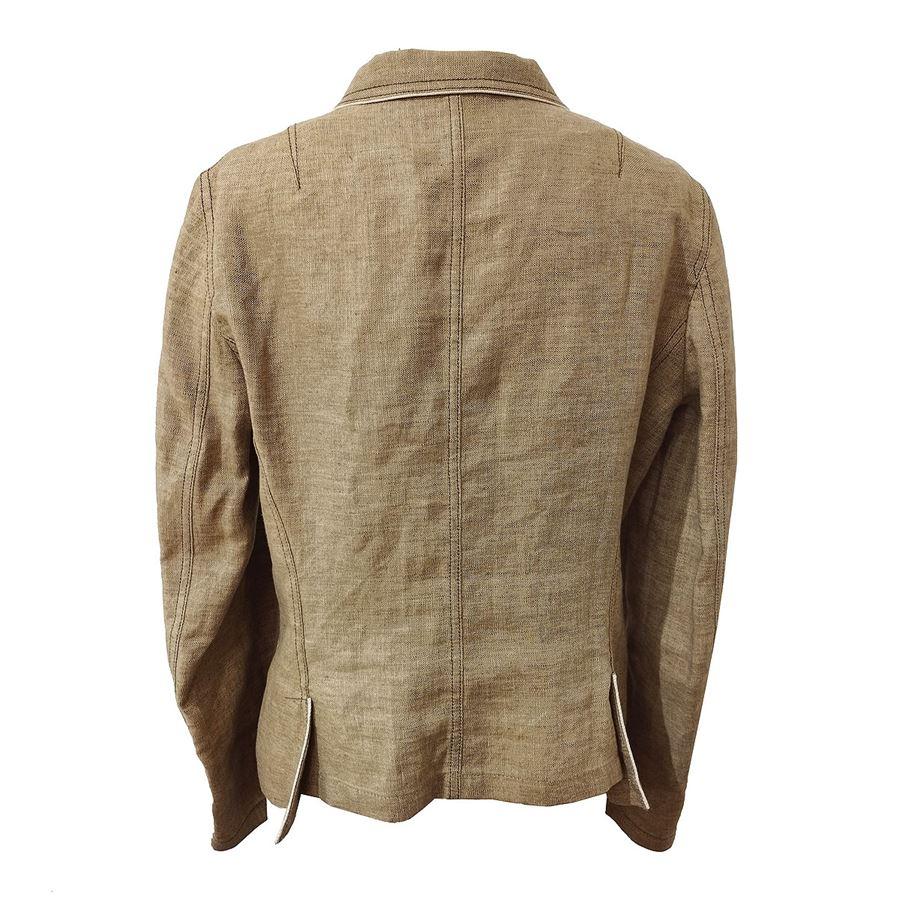 Brown Brunello Cucinelli Linen jacket size 44 For Sale