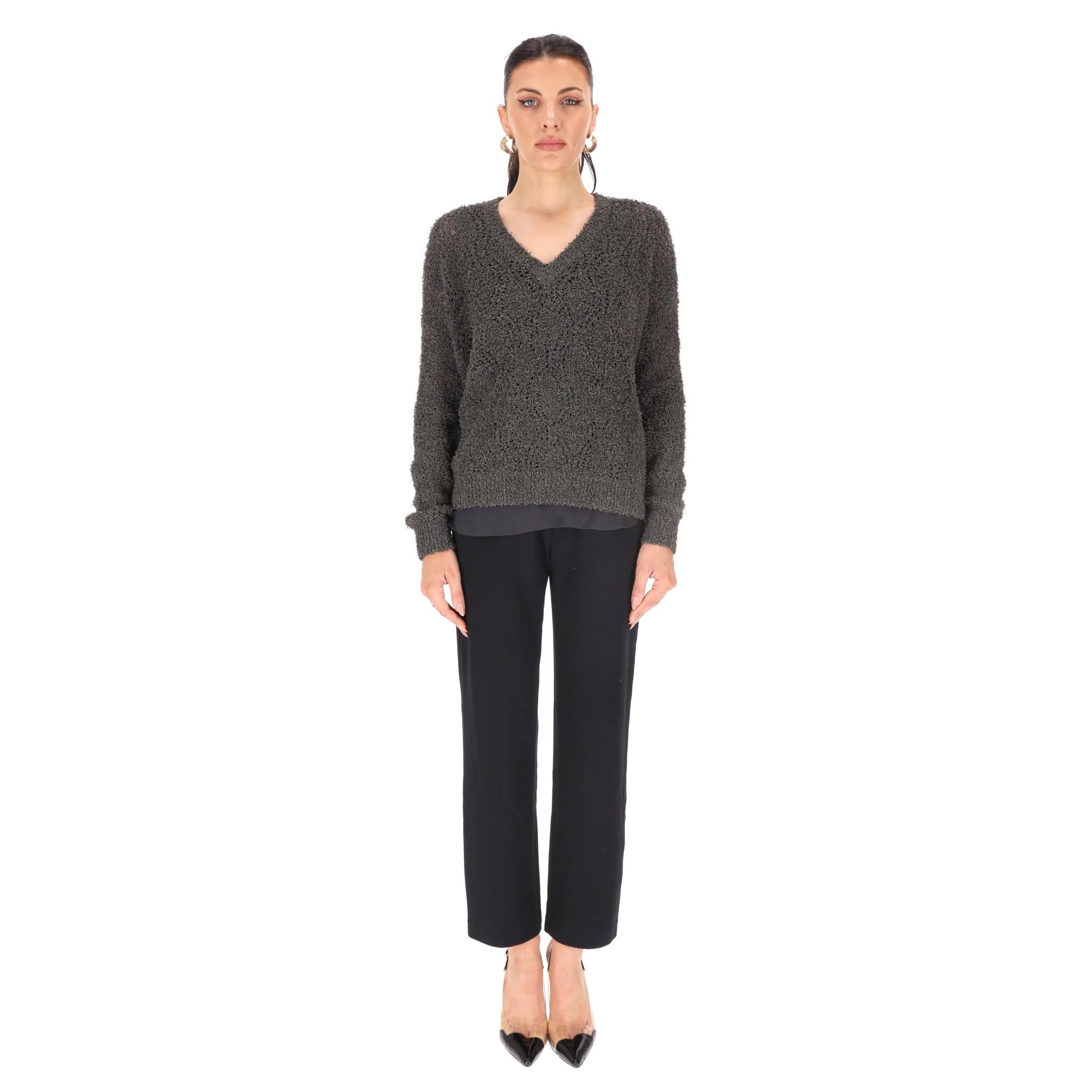 Gray Brunello Cucinelli  Luxury Cotton & Silk Knitted Top For Sale