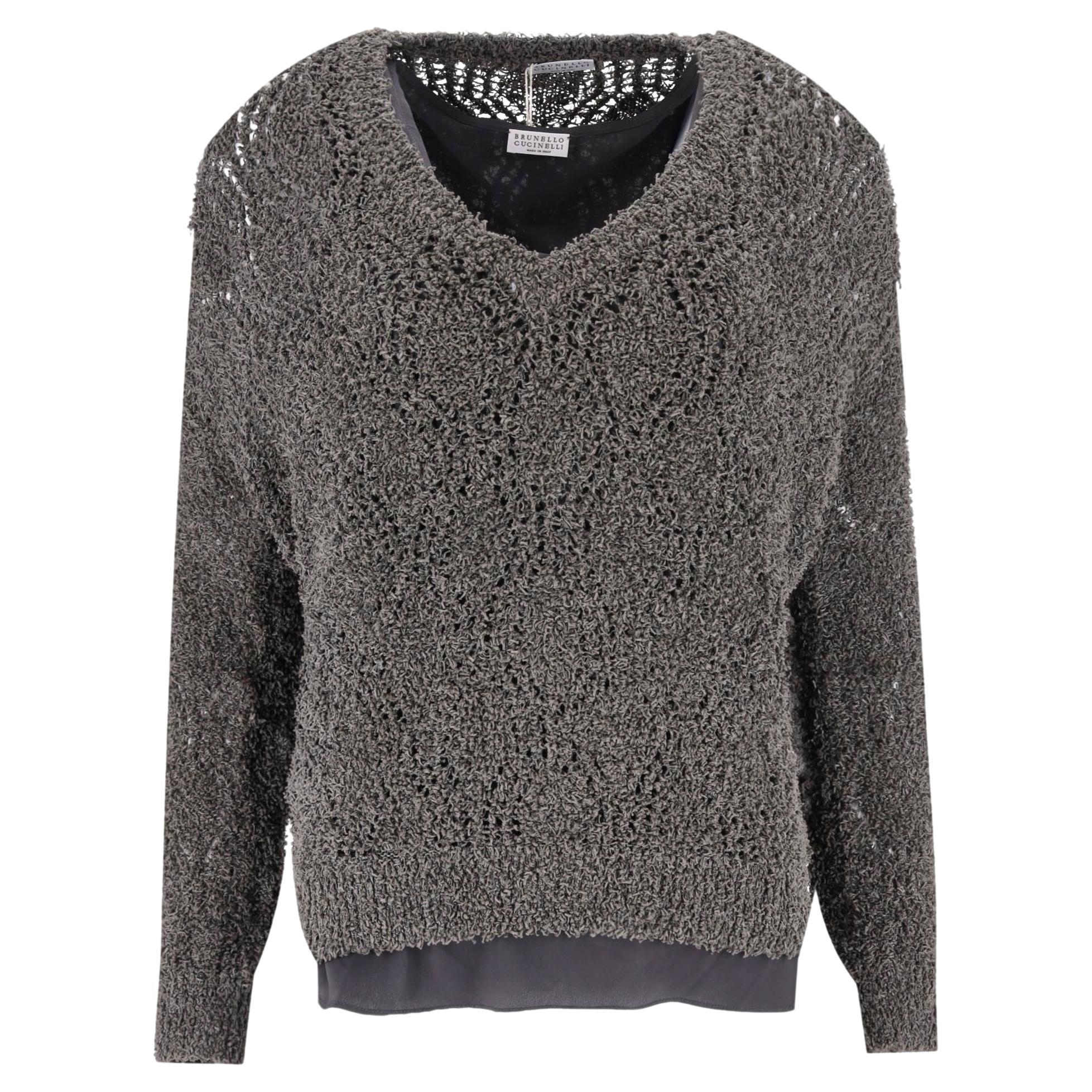 Brunello Cucinelli  Luxury Cotton & Silk Knitted Top For Sale